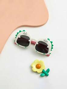 2pcs Cute Cartoon Dinosaur Shaped Sunglasses, Suitable For Beach And Daily Wear, Unisex Kids Glasses Chain Set - Multicolor - View 6