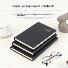 1pc Faux Leather Business Notebook, Thick Office Notepad, Student Meeting Memo Book, Retro Leather Cover Work Planner, Diary Journal Accounting Ledger - Multicolor - View 5