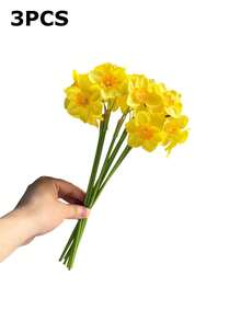 3/6/12支装春夏新款仿真水仙花，栩栩如生，非常适合家居装饰、厨房、客厅、卧室摆放，也适合婚礼新娘手捧花。 - 黃色 - 查看 8
