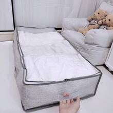 1 pieza Bolsa de almacenamiento plegable de gran capacidad debajo de la cama, bolsa organizadora de armario con cremallera, bolsa de almacenamiento de mantas con cubierta transparente, cremallera doble, asas dobles, a prueba de polvo y humedad, ideal para ropa de cama, juguetes, armario, habitación, temporada, almacenamiento de ropa, espacio de almacenamiento extra grande, organizador doméstico esencial, excelente para el Día de San Valentín, Pascua, almacenamiento de vacaciones - Multicolor1 - Ver 10