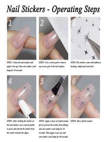 3/6pcs Leopard Print Gold Foil Nail Stickers, Y2K Style Animal Print & Geometric Nail Art Stickers Suitable For French Manicure - Multicolor - View 4