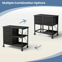 3 Drawer File Cabinet With Wheels Rolling Printer Stand With Open Storage Shelf Fabric Lateral Filing Cabinet For Home Office - B/Black - View 2