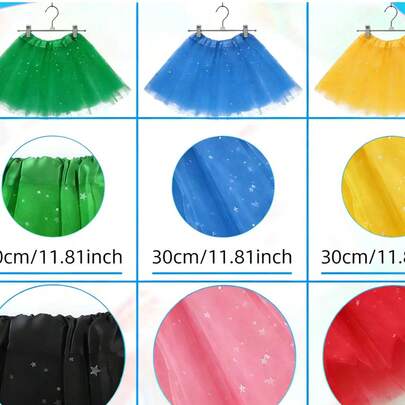 1pc Princess Style Everyday & Holiday Versatile Star Tulle Skirt, Suitable For Daily Wear And Holiday Dance Performances