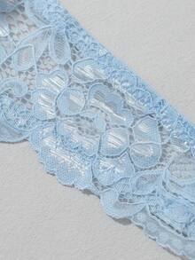Lace Padded Push-Up Underwire Bra - Baby Blue - View 10