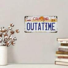 2DFLAT1pc Back To The Future Outatime Iron Sign - Vintage California Style, Rustic Iron Wall Decor, Theme Party And Home Decor, Movie Prop Decoration, Theme Party Decoration - Multicolor - View 3