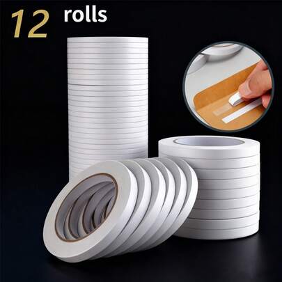 12 Rolls (Buy 8 Get 4 Free) 78.74 Inch Double-Sided Clear Strong Adhesive Tape - Durable Adhesion, Suitable For Christmas And New Year Decorations, Holiday Venue Decoration, Gift Wrapping, DIY Crafts, Photo Fixing And Scrapbooking.