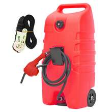 Tanque de Combustible Portátil de 57L con Bomba de Transferencia y Manguera de 3m, Depósito de Gasolina con Ruedas para Cortacésped, Embarcaciones y Uso Agrícola - Cinta roja - Ver 1