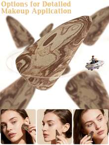 Rocket Head Makeup Sponge Set (8/10/15/20pcs Optional) - White & Coffee Makeup Sponge, Water-Activated Latex Sponges For Foundation, BB Cream, Loose Powder, Concealer & Blush, Flawless Base Makeup - Multicolor - View 9