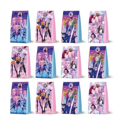 复活节装饰 K-POP 主题派对礼品袋，高品质纸质礼品袋，适用于生日、婚礼、毕业典礼、节日糖果袋、可爱卡通礼品袋、购物袋、珠宝店礼品袋、零食袋、派对回礼袋、生日派对糖果纪念品包装袋、节日派对装饰