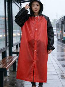 男女通用撞色雨衣，长款便携带帽PEVA雨衣，防水易携。适合雨天（雨季）、户外活动、漂流、旅行、母亲节礼物、卧室装饰、花园、厨房装饰、夏季、海滩、旅行必备、房间装饰、软萌可爱、毕业季等场合。 - 多款 - 查看 4