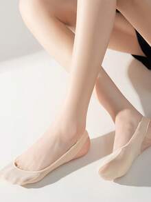 1/5/10 Pairs Women's Silky Invisible Non-Slip Socks, Breathable Silicone Grip Liner Socks Suitable For High Heels And Low-Cut Shoes, Spring/Summer - Multicolor - View 7