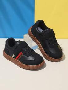 1 Pair New Soft Bottom Anti-Slip Flat Shoes, Fashion Novelty Classic Durable Toddler Boys' Sports Sneakers - Black - View 1