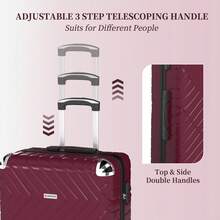 YSTYLE 3/5 Piece Hardside Luggage Set (12, 18, 20, 24, 28 Inch), With Scratch-Resistant And Impact-Resistant ABS Shells, Spacious Design And Four 360-Degree Spinner Wheels - Red - View 5