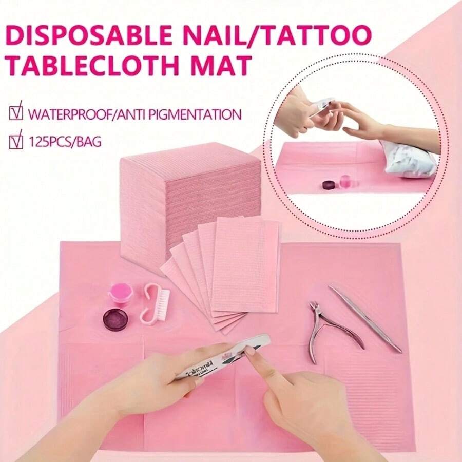 125片/包 一次性美甲桌垫，实用多功能清洁工具美甲垫 - 彩色 - 查看 1