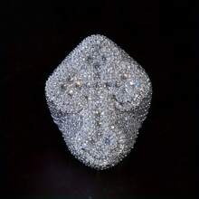 Hiphop Style Rectangular Cut Cross Ring, Men's Shiny Cubic Zirconia Platinum Plated Party Ring, Rap Jewelry - White Gold - View 4