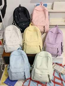1个情侣蝴蝶印花尼龙多隔层拉链休闲背包，适合校园情侣、年轻情侣日常使用、短途旅行、情人节/周年纪念礼物 - 彩色 - 查看 5