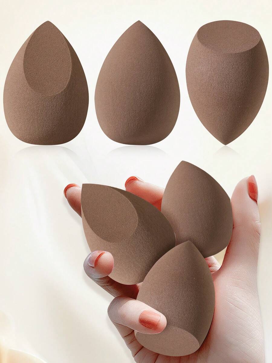 3PCS Basic Replacement Makeup Sponges: Latex-Free Soft Sponges For Daily Home Base Makeup Use - Brown - View 1