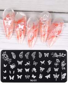 1/2 Pieces Spring And Summer Plant Flower Pattern Nail Printing Board Template, Butterfly Flower Leaf Design Nail Hot Stamping Board DIY Transfer Nail Template Nail Tool - Silver - View 14