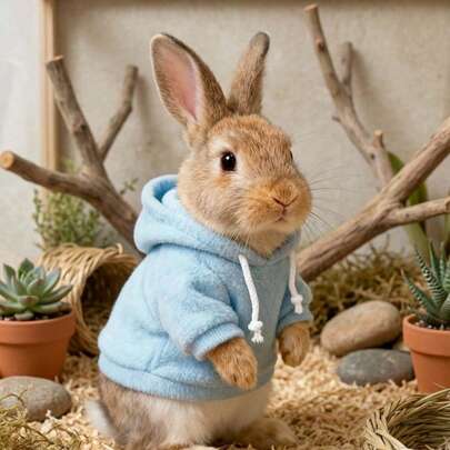 PETSIN 小型宠物服装，兔子服装，可爱豚鼠连帽卫衣 - 保暖宠物服装，适合小猫、雪貂和其他小型动物