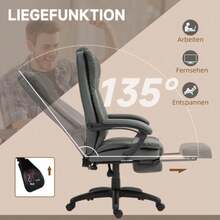 Office Chair, Executive Chair, Swivel Chair, Height-Adjustable With Footrest And Headrest, Ergonomic Chair, Vibration Function, Reclining Office Chair, Massage Function, Faux Leather, Dark Grey, 68.5 X 68.5 X 113-121 Cm - A - View 6