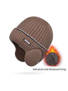 1pc Men's And Women's Outdoor Plus Velvet Thickened Knitted Hat, Winter Ear Protection Warm Hat - Multicolor - View 13