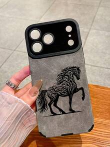 1pc Horse Print Camera Lens Protective Phone Case, Compatible With IPhone 17, AIR, 17PRO, 17PROMAX, 16promax, 14/13, 12, 11 Pro Max, XS Max, X, XR, 8, 7, Plus, Anti-Drop Phone Case, Suitable As Birthday Gift, Girlfriend, Boyfriend Or Self-Use - Multicolor - View 2