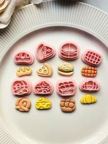 Mini Foodie Polymer Clay Cutter Set – Burger, Bread, Cheese & Pizza Shapes For Handmade Earrings & Jewelry Charms - Th285 - View 4