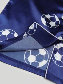 2pcs Tween Boy Blue Soccer Short Sleeve Shorts Pajama Set - Multicolor - View 10