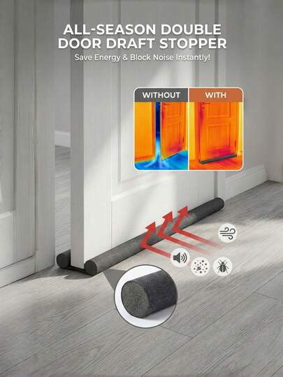 1 قطعة حاجز تحت الباب باللون الرمادي، شريط إحكام عازل للصوت للباب، حاجز باب ممتاز لغرفة النوم
