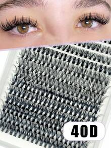 280PCS 40D Natural Lash Clusters Balck Band Eyelash Cross Style Fox Eye Clusters Wispy Lashes Clusters 9-16mm Cluster Eyelash Extensions Individual Lashes Natural Look Eye Easy To Wear Suitable For Those Who Love Beauty - Black - View 2