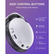 Acinaci BL500 2.4GHz 无线游戏耳机，适用于 PC，蓝牙 5.3 游戏耳机，兼容 Switch、笔记本电脑、智能手机 - 白色 - 查看 5