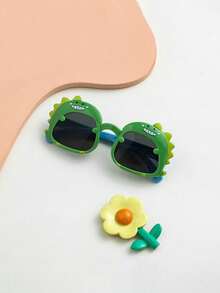 2pcs Cute Cartoon Dinosaur Shaped Sunglasses, Suitable For Beach And Daily Wear, Unisex Kids Glasses Chain Set - Multicolor - View 8