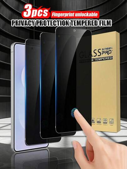3pcs Tempered Glass Screen Protector, Compatible With Samsung Galaxy S21/S22/S23/S24 Ultra/S24 FE/S25 Ultra/S25/S24FE/S23 Ultra/PLUS/S23+/S26 Ultra/S26/S26 Plus, Anti-Scratch, Anti-Fingerprint, Supports Fingerprint Unlock, 3D Curved Full Coverage