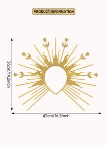 Sun Crown - Moon Star - Greek Goddess Golden Halo Headband, Crown Headpiece, Mary Headpiece, Renaissance Festival Wedding Role-Playing Accessories - Multicolor - View 2