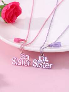 2pcs/Set Cute Cartoon "Sisters" Tassel Necklace, Decoration Accessories, Holiday Gift For Best Friends, Girls - Multicolor - View 4