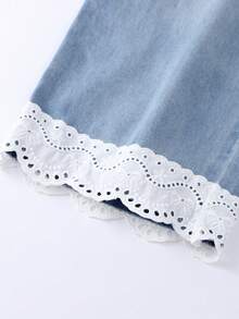 Annil Girls' Pure Cotton Washed Denim Jeans, New Spring Style, Fashionable Korean Straight Leg Pants - Light Blue Jeans - View 5