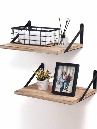 Kệ treo tường kiểu mộc mạc, giá để đồ gắn tường phù hợp cho phòng ngủ, phòng tắm, nhà bếp, để cây cảnh, phòng khách.