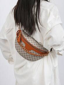 2pcs Set Embossed Waist Bag & Chest Bag, Fashion Chinese Style Handbags, Large Capacity - Grey - View 2