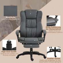 Office Chair, Executive Chair, Swivel Chair, Height-Adjustable With Footrest And Headrest, Ergonomic Chair, Vibration Function, Reclining Office Chair, Massage Function, Faux Leather, Dark Grey, 68.5 X 68.5 X 113-121 Cm - A - View 7