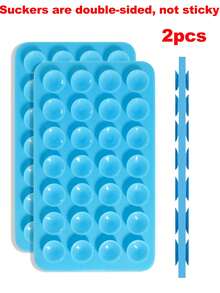1pc/2pcs Upgraded Thicker & More Silicone Suction Cup Phone Holder, 13 Color Options, Difference Only In Color/Quantity, Portable Movable Square Double-Sided Phone Stand - Multicolor - View 24