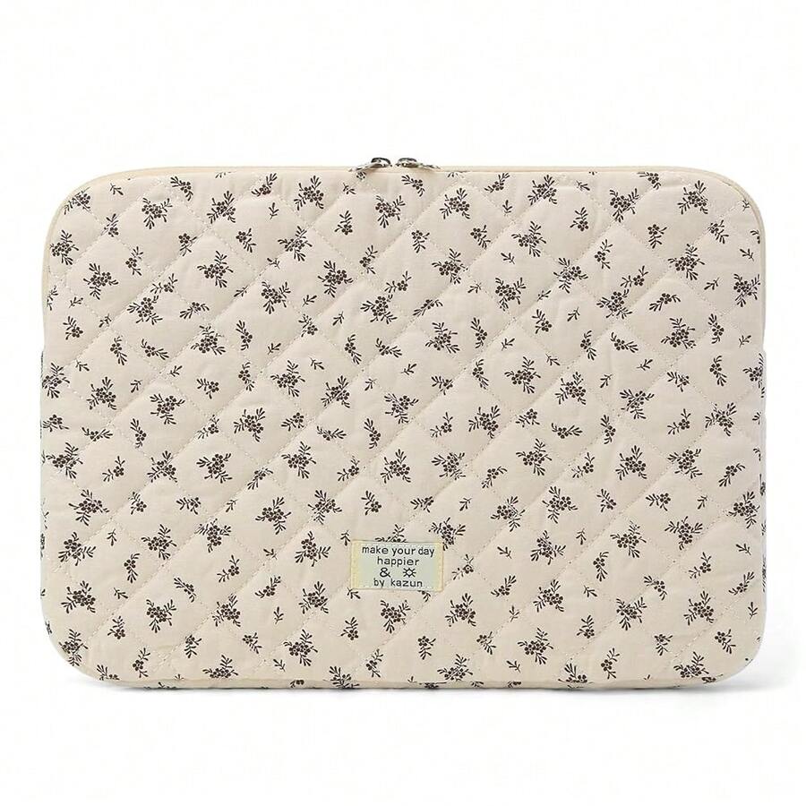 Puffy Laptop Sleeve 13-15.6 Inch Cute Quilted Laptop Protective Case Padded Floral Computer Sleeve For MacBook (A-Black, 15 Inch) - A-Black - 查看 1