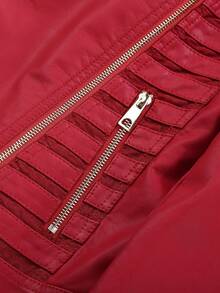 Giolshon Women's Fashion PU Leather Jacket - Casual Street Style Clothing For Spring And Autumn - 紅色 - 查看 7