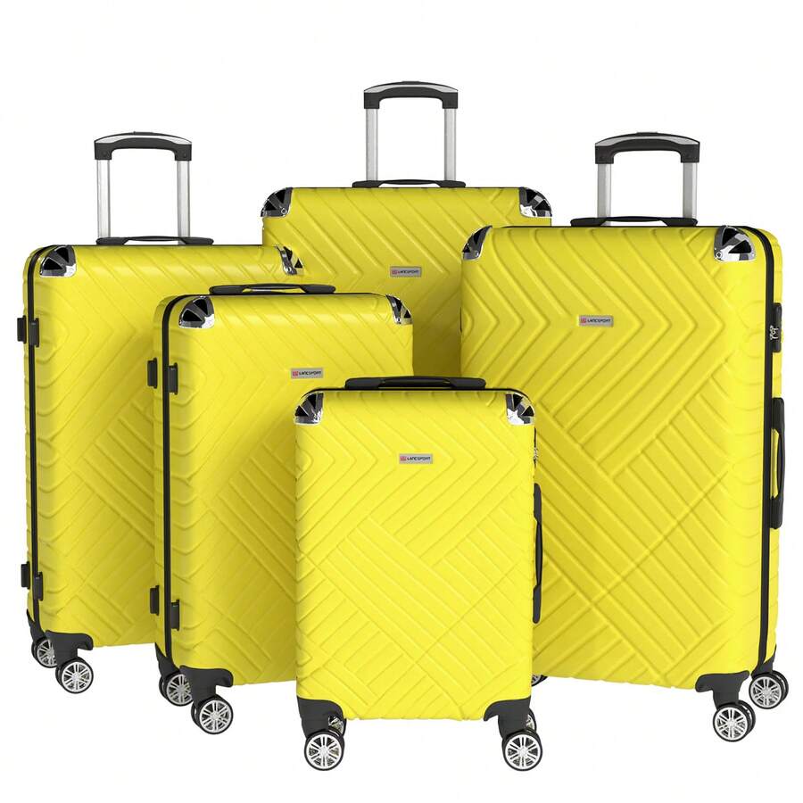 YSTYLE 3/5 Piece Hardside Luggage Set (12, 18, 20, 24, 28 Inch), With Scratch-Resistant And Impact-Resistant ABS Shells, Spacious Design And Four 360-Degree Spinner Wheels - Yellow - View 1