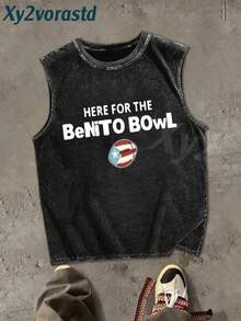 BadBunny Bowl Premium T-Shirt, Unisex, Benito Bowl Fan Gift, Sleeveless Printed T-Shirt, Y2K Style Streetwear Men's Tank Top (220g Pure Cotton), Vintage Pattern Fun Print, Hip-Hop Style, Men's Summer Crew Neck Short-Sleeved Casual T-Shirt, Summer Streetwear Men's Sportswear. - 黑色 - 查看 3