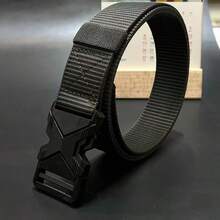 男士战术腰带，多功能军用快拆扣，帆布腰带，适合日常通勤和训练穿着 - 彩色 - 查看 11