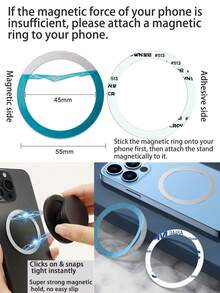 1pc Indie Style Colorblock Plaid MagSafe Magnetic Phone Case With Retractable Air Cushion Stand, Fits Most Phone Cases - Multicolor - View 9