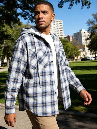 Autumn New Plaid Hooded Shirt Casual Loose Brand Versatile Shirt Jacket