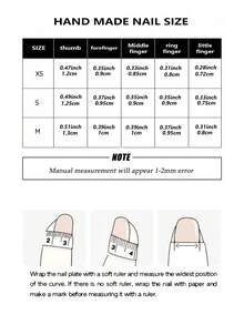 ARTAUG 40 miếng dán móng tay cao cấp cỡ XS/S/M, móng giả vuông ngắn, họa tiết da báo đỏ, hồng, trắng, đen, họa tiết nơ, móng giả bóng, có thể tái sử dụng, kiểu dán móng dễ thương, phù hợp cho phụ kiện làm móng của nữ. - Nhiều màu - Xem 7