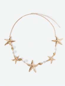 Opalesca 1 件夏季海星腰链精致百搭女士身体链适合日常和夏季海滩度假穿着礼物 - 金色 - 查看 3