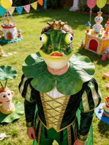 青蛙王子面具，嘉年华化装舞会酒吧，趣味化装舞会表演道具，恶作剧和有趣的头饰 - 彩色 - 查看 1